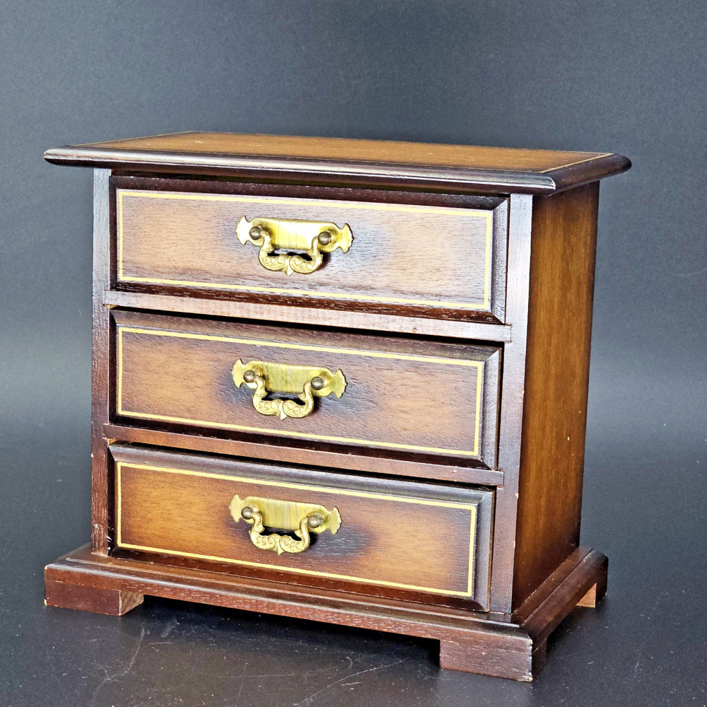 Vintage Gunther Mele 1970's wooden jewelry box - Jewelry Box with drawers